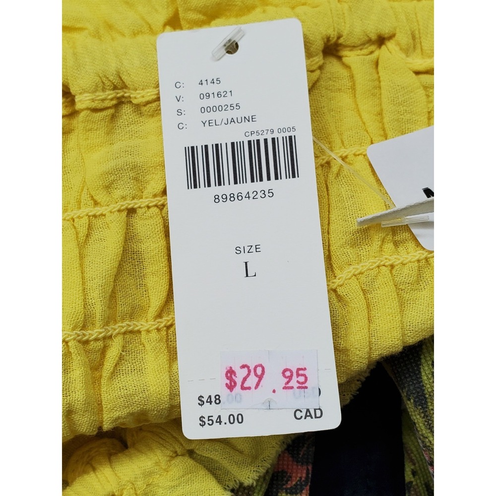 Anthropologie Women Shorts L Yellow Smocked Pull On NWt - Picture 5 of 13